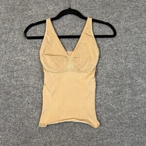 Spanx Shirt Womens Small Beige Tank Top Cami Shapewear Vneck Stretch No Padding
